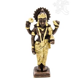 Álló Laxmi (Lakshmi) réz szobor, arany-bronz - 15 cm