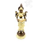 Álló Laxmi (Lakshmi) réz szobor, arany-bronz - 27 cm