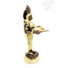Álló Laxmi (Lakshmi) réz szobor, arany-bronz - 27 cm