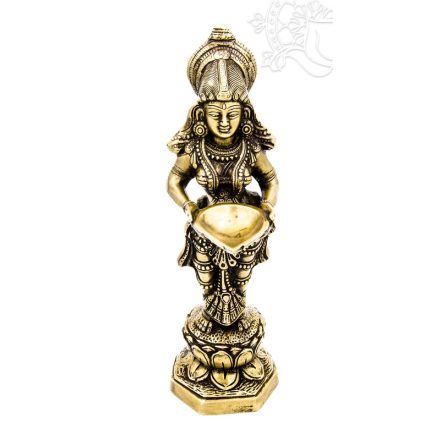 Álló Laxmi (Lakshmi) réz szobor - 33 cm