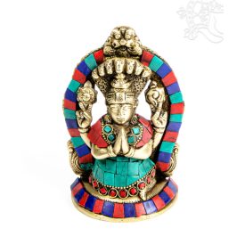   Patanjali (a jóga atyja) réz szobor, kővel berakott - 13 cm