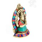 Patanjali (a jóga atyja) réz szobor, kővel berakott - 13 cm