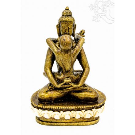 Buddha és Shakti (Samantabhadra) színes rezin szobor - 16 cm