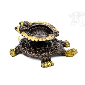   Teknős réz mécsestartó (olajmécseshez), arany-bronz - 15 cm