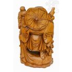 Álló nevető Buddha fa faragott szobor, nagy méretű - 60 cm