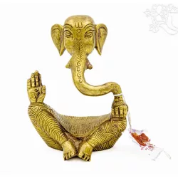 Ganesha absztrakt réz szobor, matt sárga - 15 cm