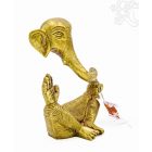 Ganesha absztrakt réz szobor, matt sárga - 15 cm