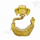 Ganesha absztrakt réz szobor, matt sárga - 15 cm