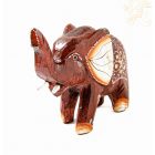 Festett mintás fa elefánt, nagy - 13 cm