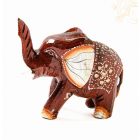 Festett mintás fa elefánt, nagy - 13 cm