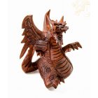 Sárkány fa faragott szobor - 14 cm