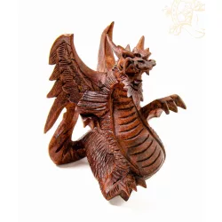 Sárkány fa faragott szobor - 14 cm