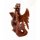 Sárkány fa faragott szobor - 14 cm