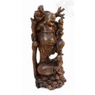 Álló nevető Buddha fa faragott szobor, hatalmas méretű - 100 cm