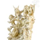 5 sárkány faragott szobor - 100 cm hatalmas