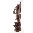 Ganesha kígyóval álló fa szobor, nagyméretű - 85 cm