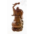 Álló nevető Buddha fa faragott szobor, különleges - 50 cm