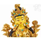 Zöld Tara aranyozott szobor - 21 cm