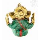 Ganesha réz szobor kővel berakott - prémium minőségű - 11 cm