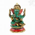 Ganesha réz szobor kővel berakott - prémium minőségű - 19 cm