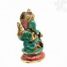 Ganesha réz szobor kővel berakott - prémium minőségű - 19 cm