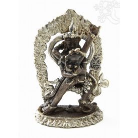   Vajradhara a párjával réz szobor ezüst-antikolt, prémium minőség - 11 cm
