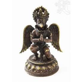   Garuda réz szobor, arany-antikolt prémium minőség - 23 cm