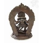 Álló Mahakala réz szobor, ezüst-antikolt, prémium minőség - 13,5 cm