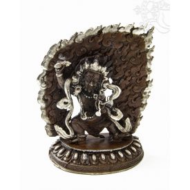   Vadzsrapani réz szobor ezüst-antikolt, prémium minőség - 17 cm