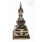 Sztúpa réz szobor, ezüst-antikolt - 16 cm