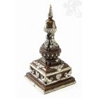 Sztúpa réz szobor, ezüst-antikolt - 16 cm