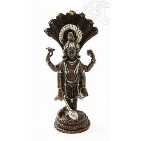   Vishnu réz szobor, ezüst-antikolt prémium minőség - 15 cm