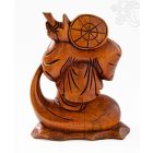 Álló nevető Buddha fa faragott szobor - 20 cm