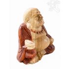Nevető Buddha fa faragott szobor, 2 színű - 17 cm