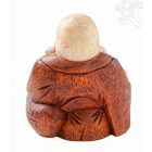Nevető Buddha fa faragott szobor, 2 színű - 17 cm