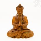 Imádkozó Buddha fa faragott szobor - 32 cm