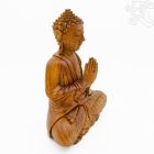 Imádkozó Buddha fa faragott szobor - 32 cm