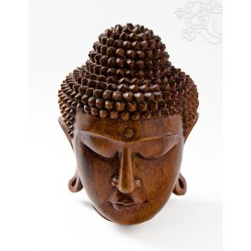 Buddha fej fa faragott szobor - 20 cm