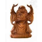 Álló nevető Buddha fa faragott szobor - 30 cm