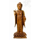 Álló Tanító Buddha fa faragott szobor, nagy méretű -100 cm