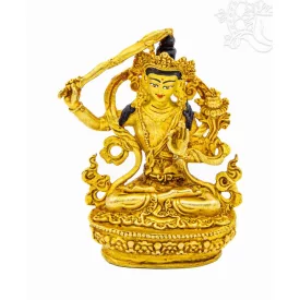 Manjushri, teljesen aranyozott szobor - 8 cm