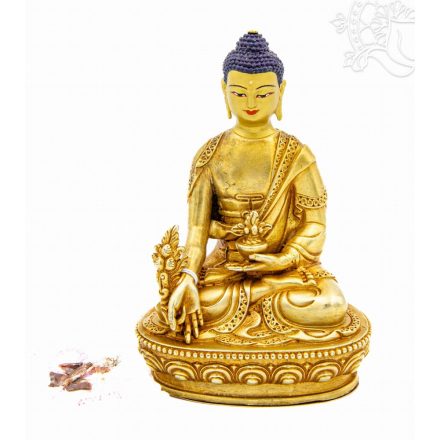 Gyógyító Buddha, teljesen aranyozott prémium minőségű szobor - 10 cm