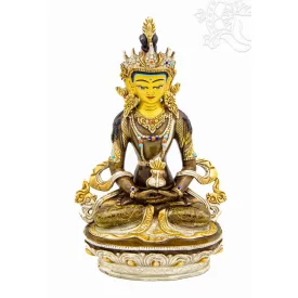 Buddha Amitayus (Tsepagme), félig aranyozott szobor - 22 cm