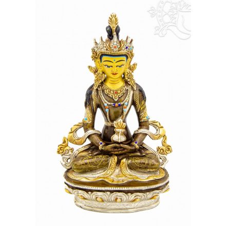 Buddha Amitayus (Tsepagme), félig aranyozott szobor - 22 cm