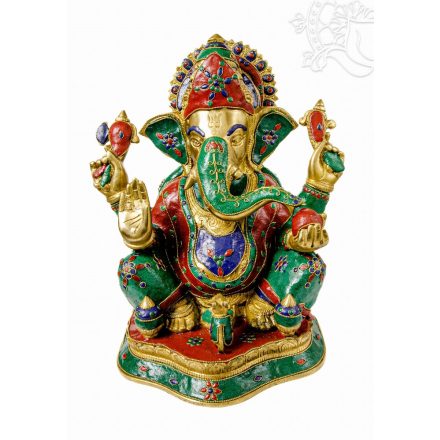 Ganesha réz szobor kővel berakott - prémium minőségű - 39 cm