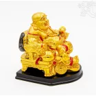 Nevető Buddha arany színű rezin szobor – 12,5 cm