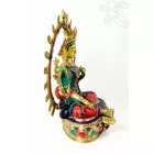 Zöld Tara réz szobor, kővel berakott, különlegesség - 53 cm