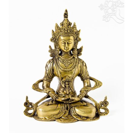 Amitayus Buddha (Tsepagme) réz szobor, sárga - 27 cm