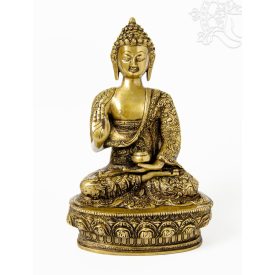 Áldó Buddha réz szobor, matt sárga - 30 cm
