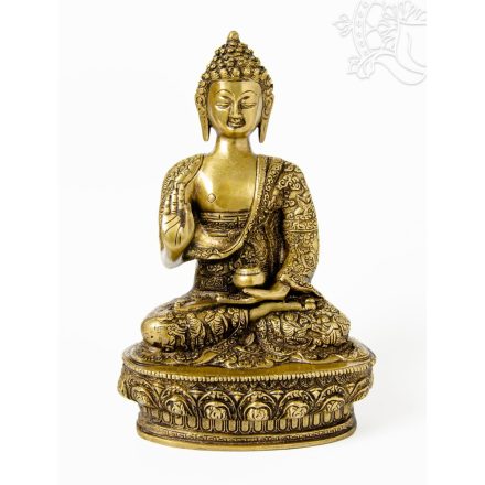 Áldó Buddha réz szobor, sárga - 30 cm
